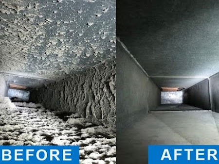Before after air duct cleaning Round Rock